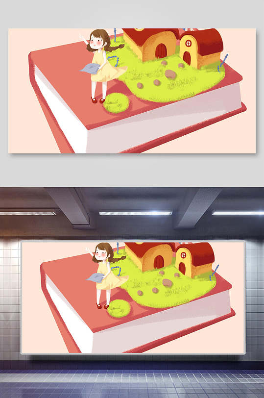 插画设计读书儿童节卡通-众图网