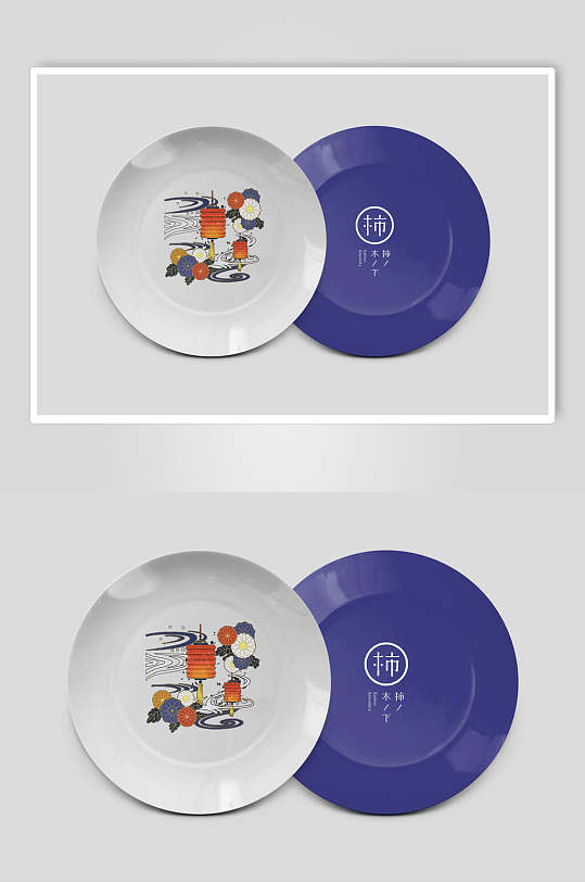 国潮浅口盘子样机贴图正反面效果图