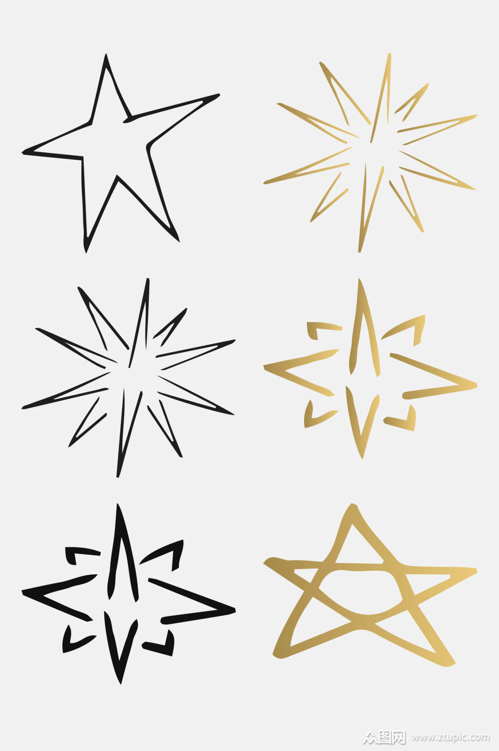 烫金五角星元素素材