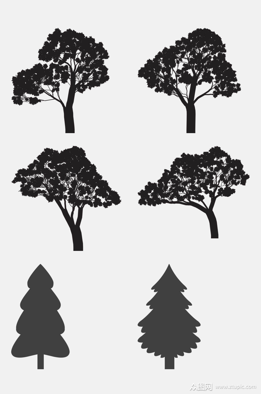 免抠元素树木剪影元素素材素材