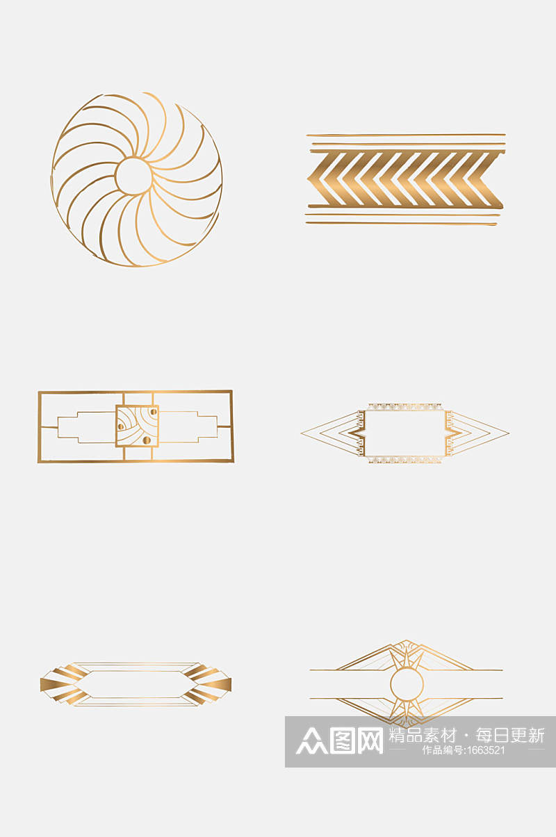 金色古典装饰欧式花纹免扣元素素材