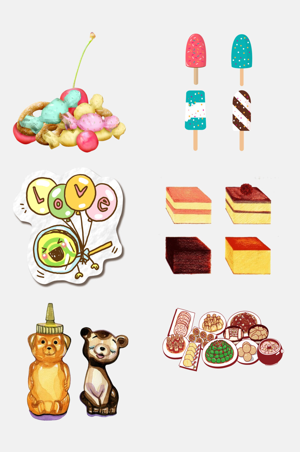 原创手绘零食元素素材素材