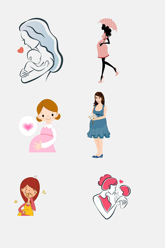 可爱卡通孕妇免抠元素