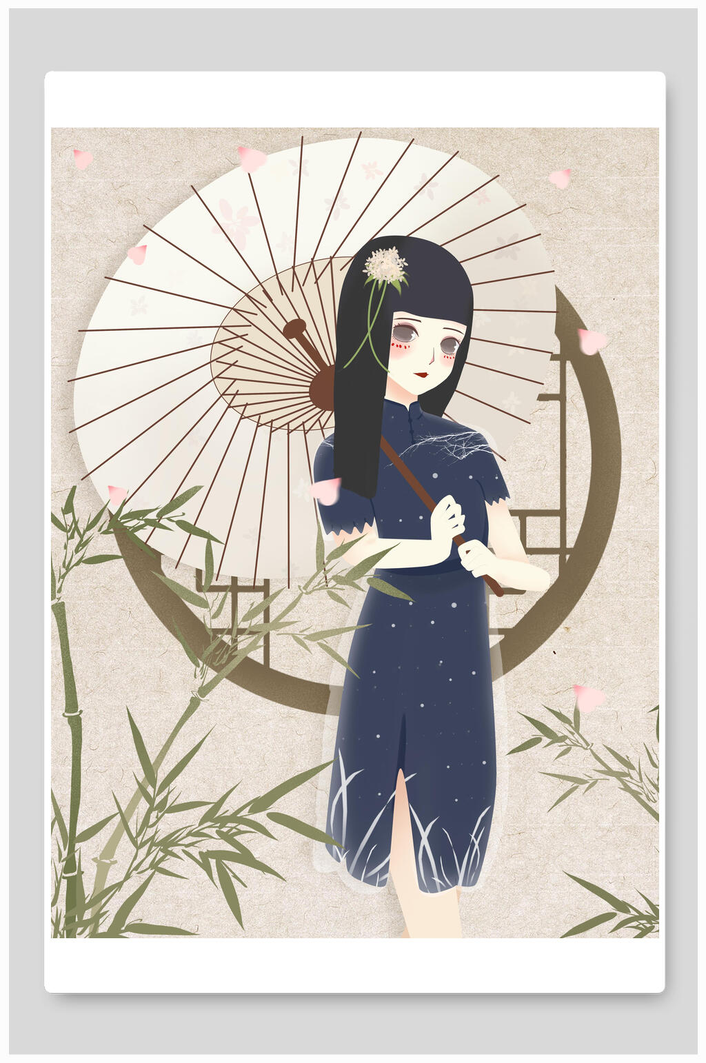 原创旗袍插画素材