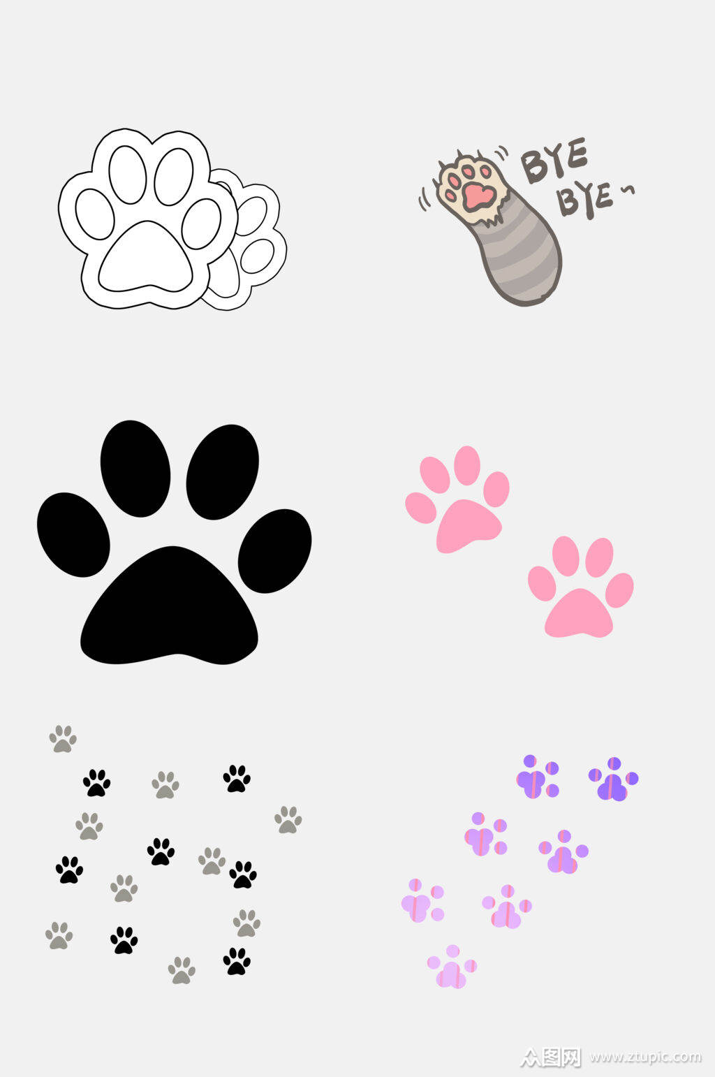 卡通猫爪狗爪元素素材模板下载-编号1665058-众图网