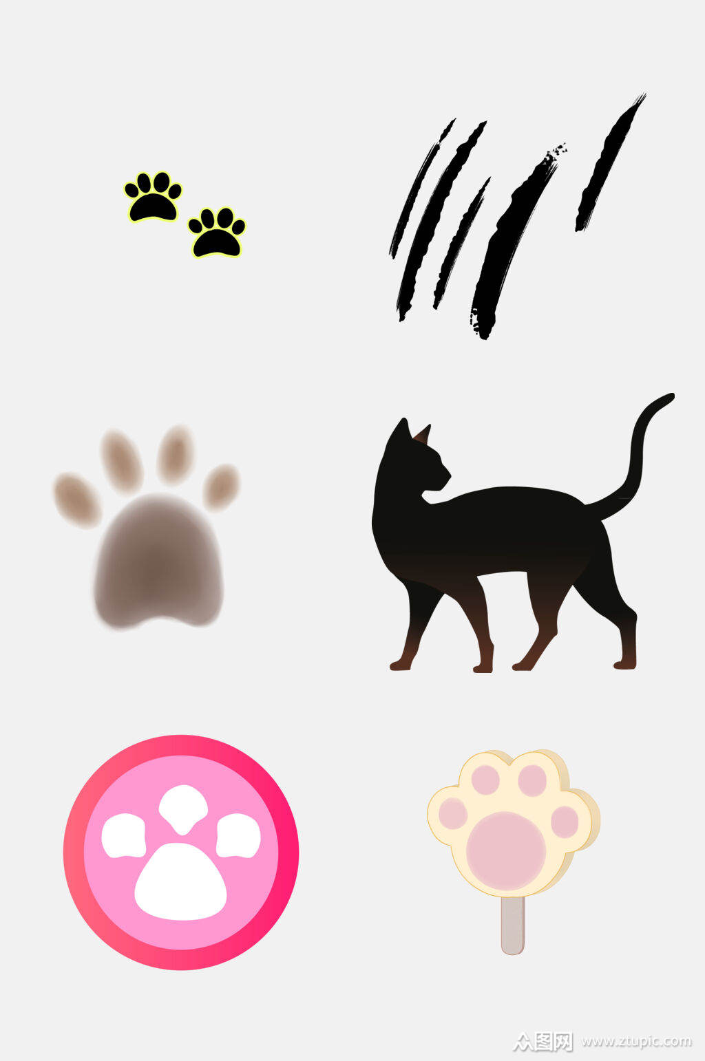 卡通猫爪狗爪元素素材模板下载-编号1665063-众图网