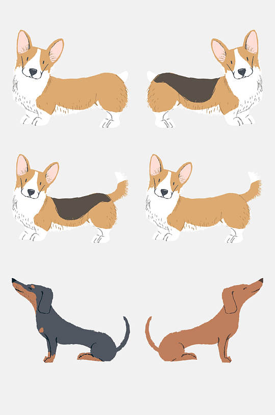 可爱柯基犬小狗动物卡通免扣元素-众图网