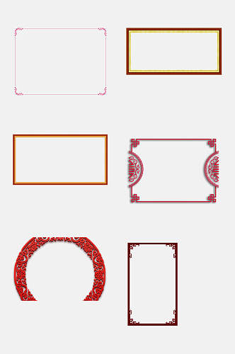 红色框传统花纹边框背景素材