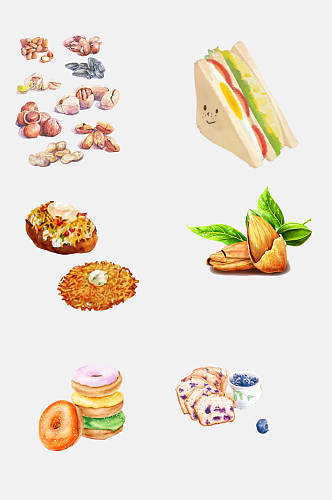 手绘西式零食三明治设计元素