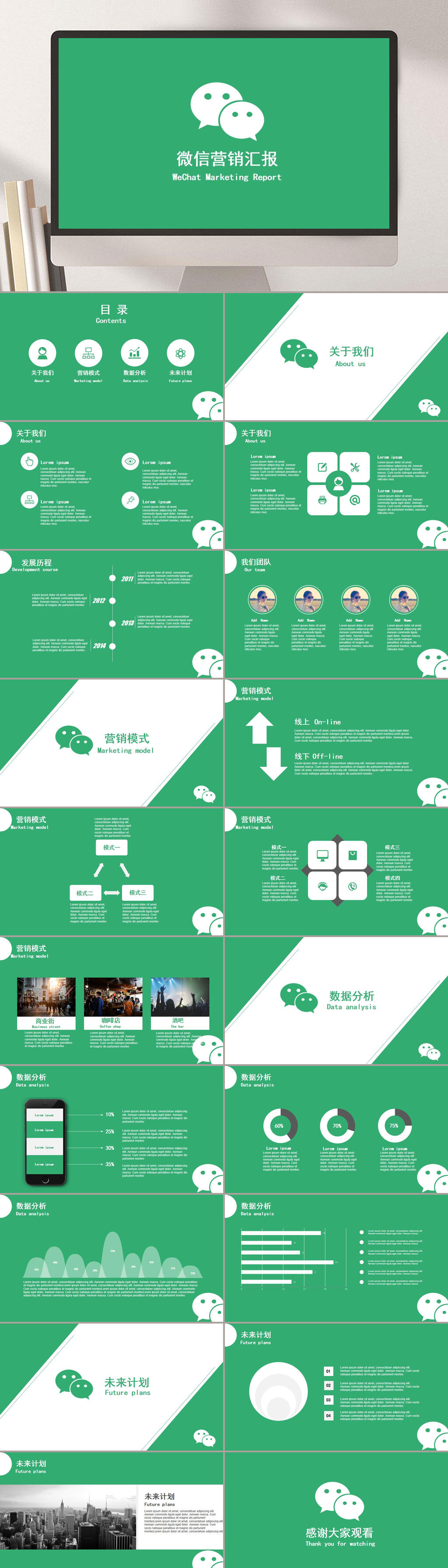 商业融资路演计划书微信营销汇报通用PPT模板素材