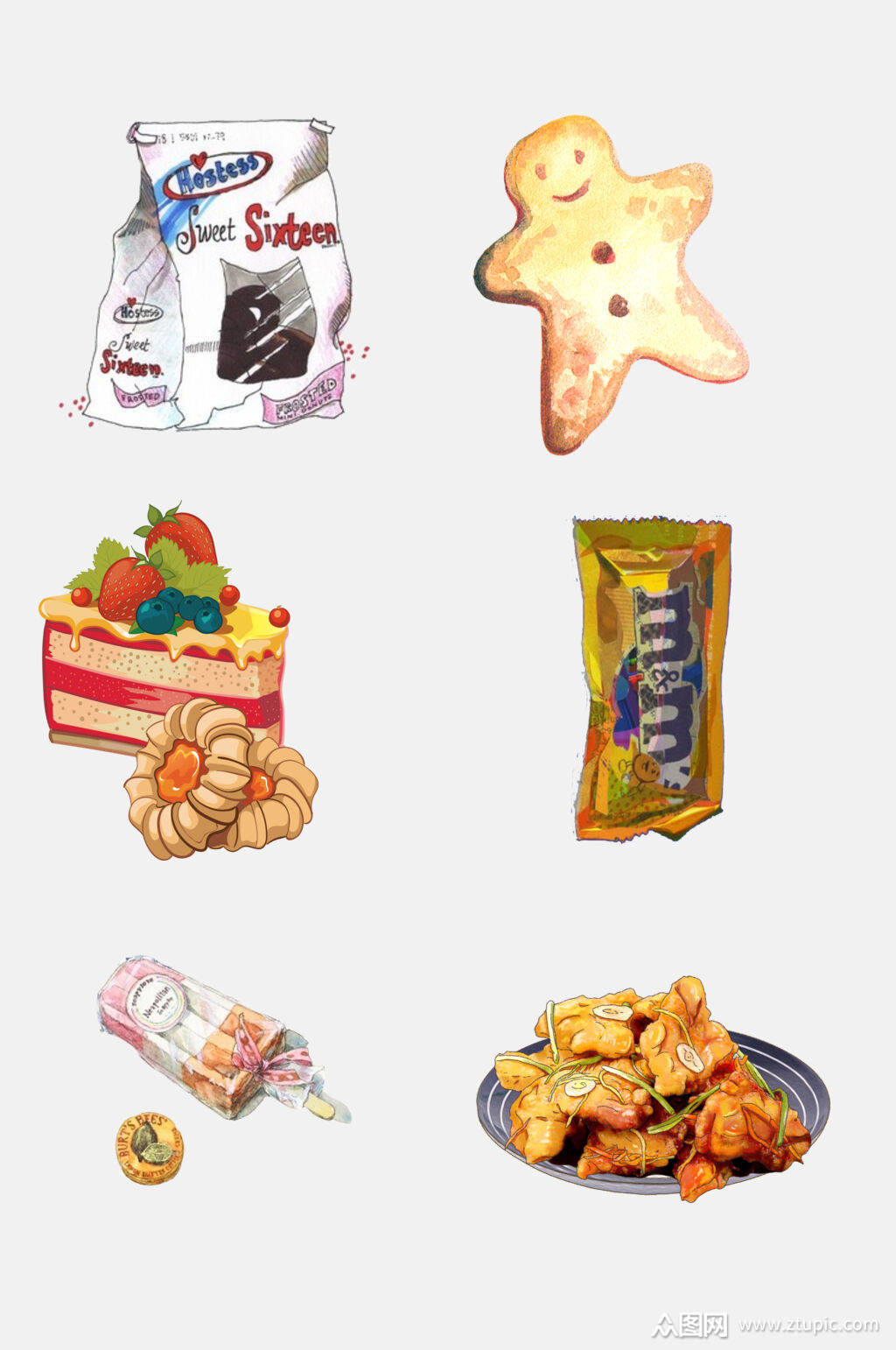 创意手绘零食元素素材素材