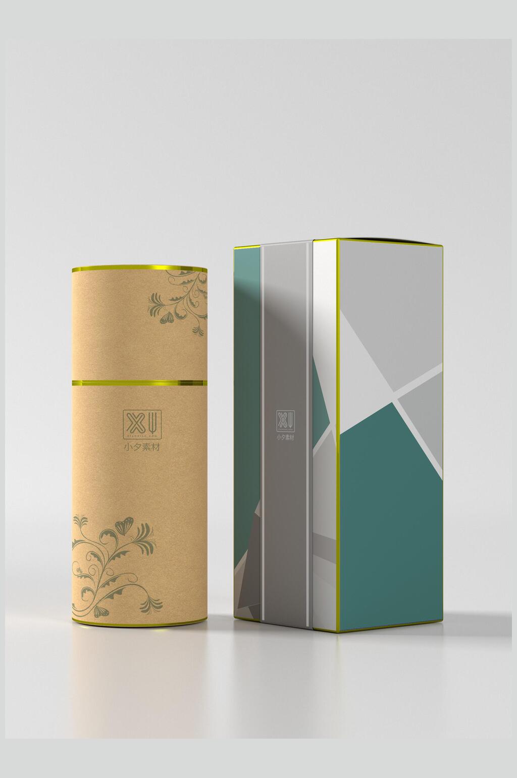简约大气茶叶包装样机效果图素材