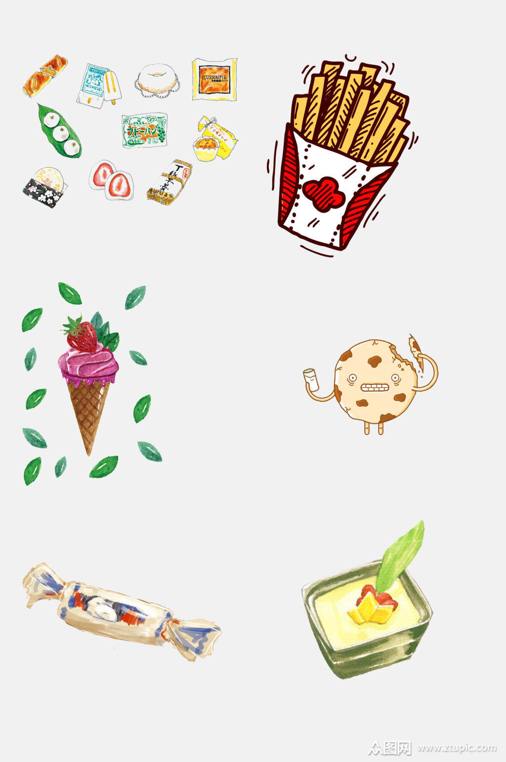 手绘零食糖果免抠元素