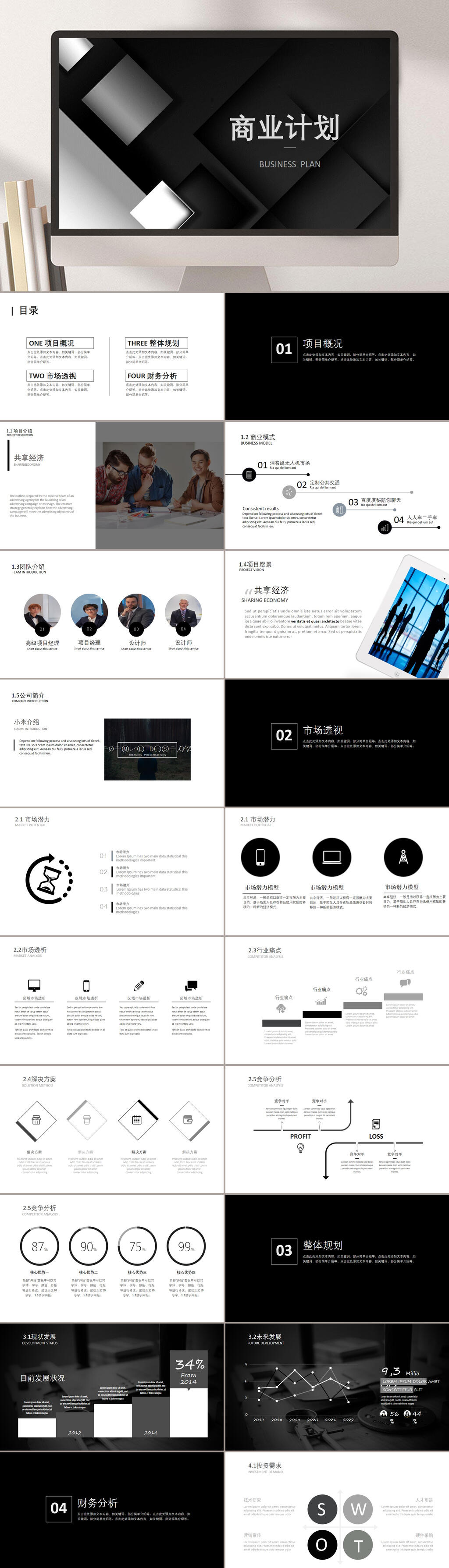 黑色高金商业计划精选模板PPT素材