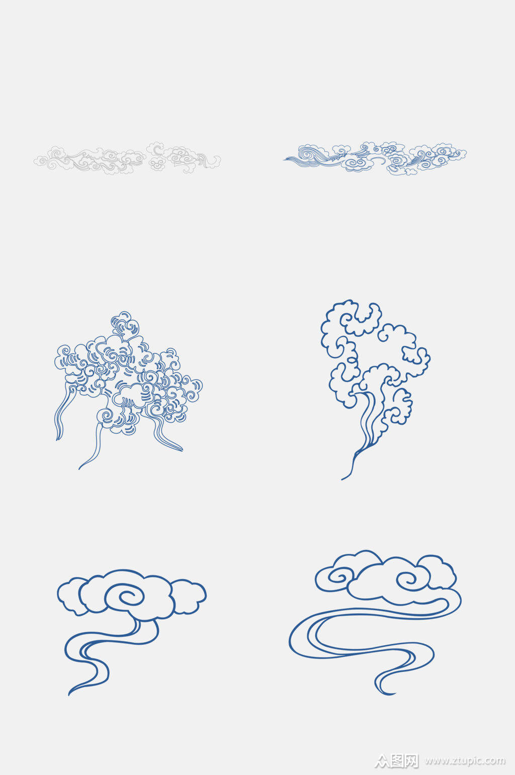 青花瓷色祥云元素素材