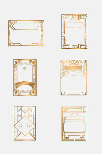 金色古典装饰欧式花纹免扣元素