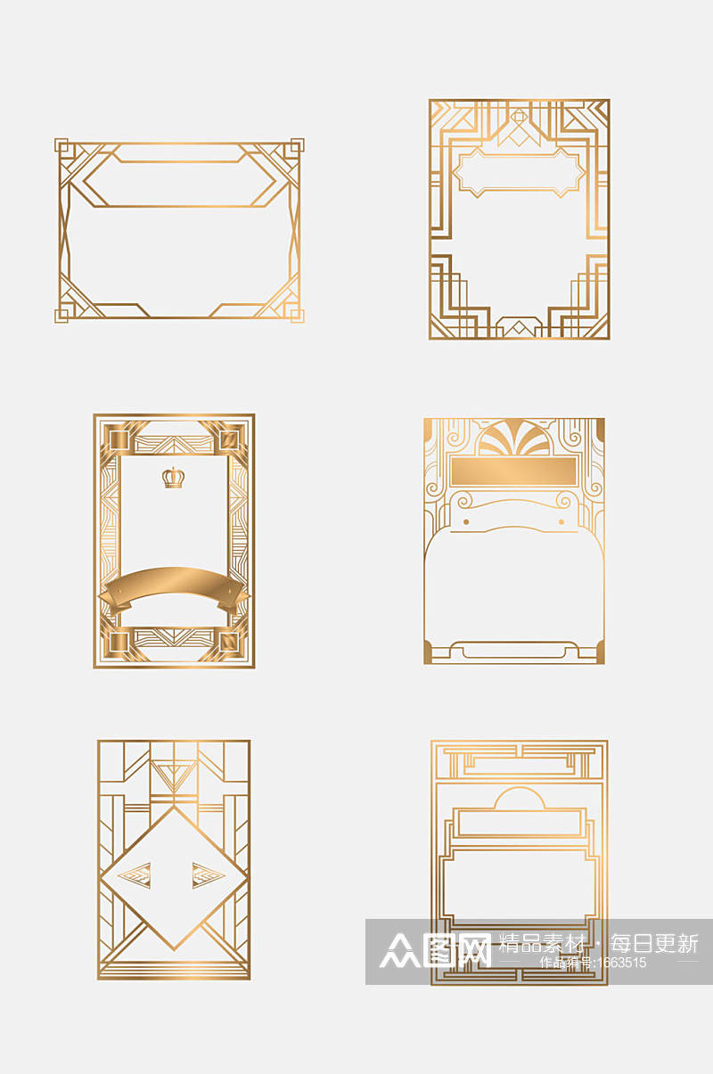 金色古典装饰欧式花纹免扣元素素材