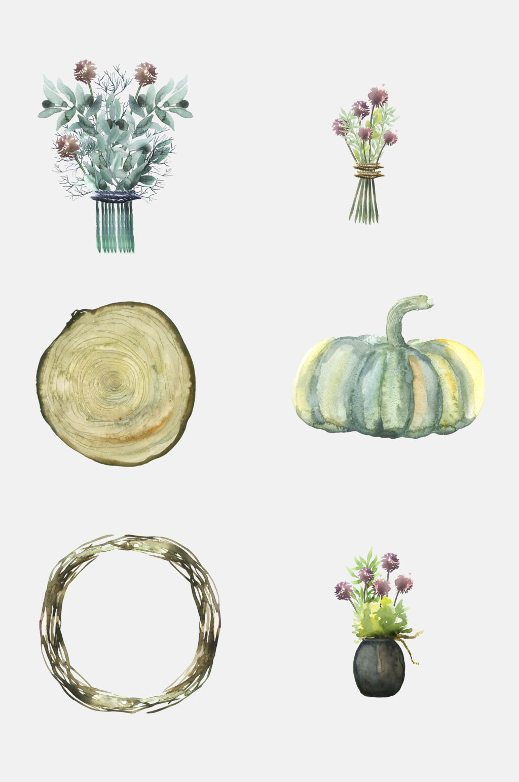 水彩南瓜插花设计元素素材