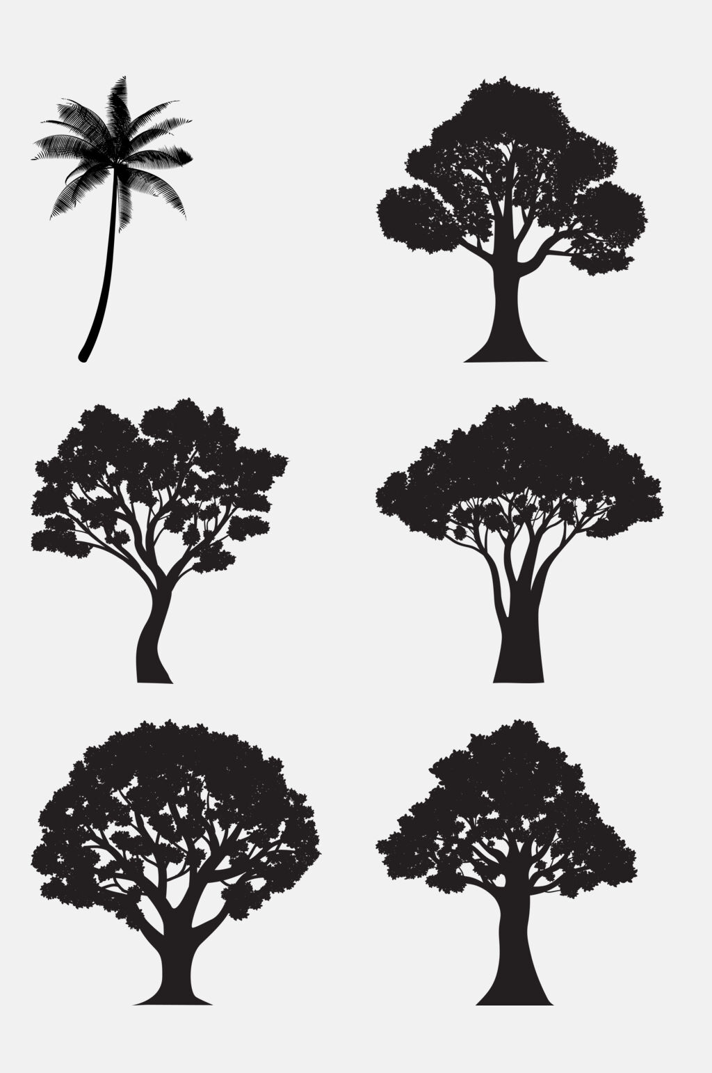 黑色树木剪影元素素材