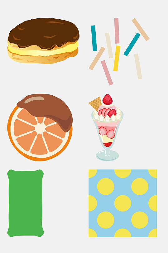 手绘奶油蛋糕甜点免扣元素
