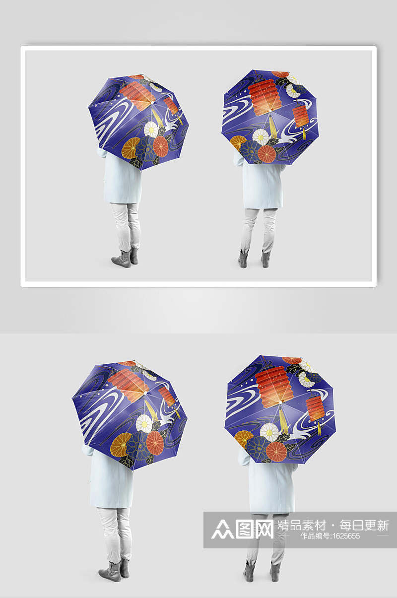 国潮雨伞样机贴图效果图素材