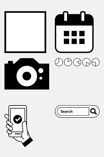 黑白图标智能手机设备设计元素