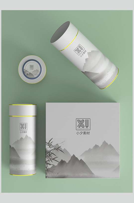 中国风简约茶叶包装样机效果图