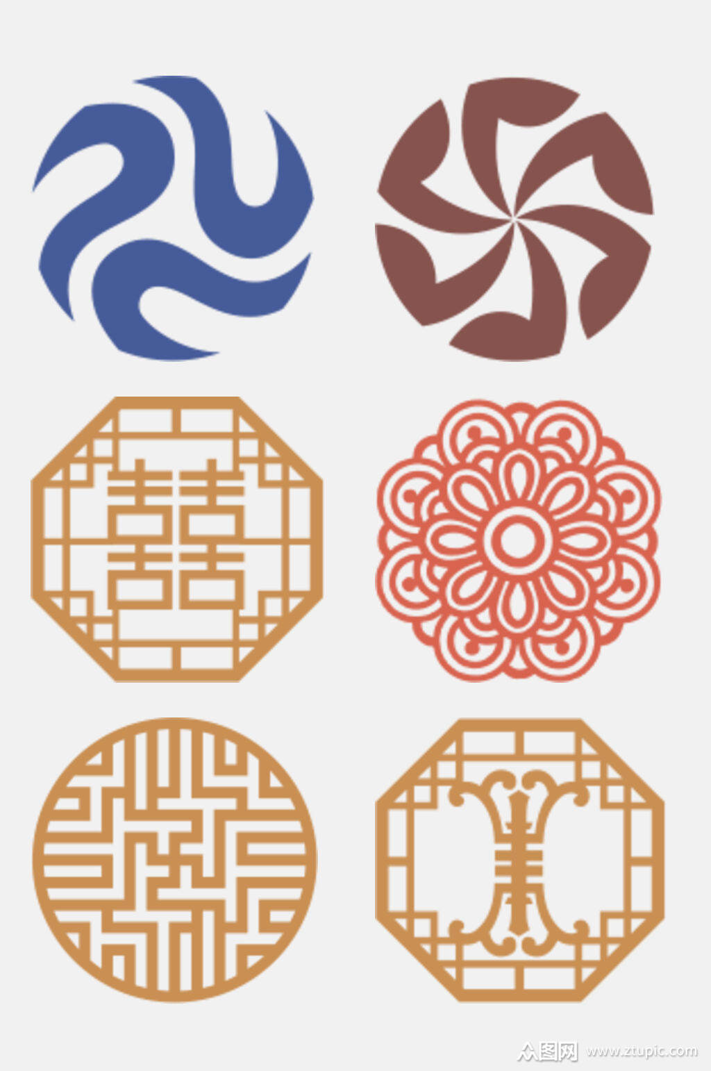 古典中式窗格窗花免扣元素素材