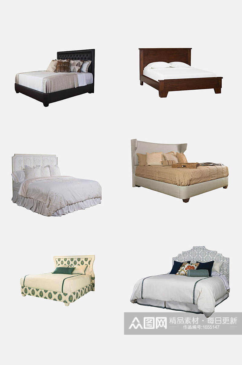 清新时尚高端床类家具免抠元素素材