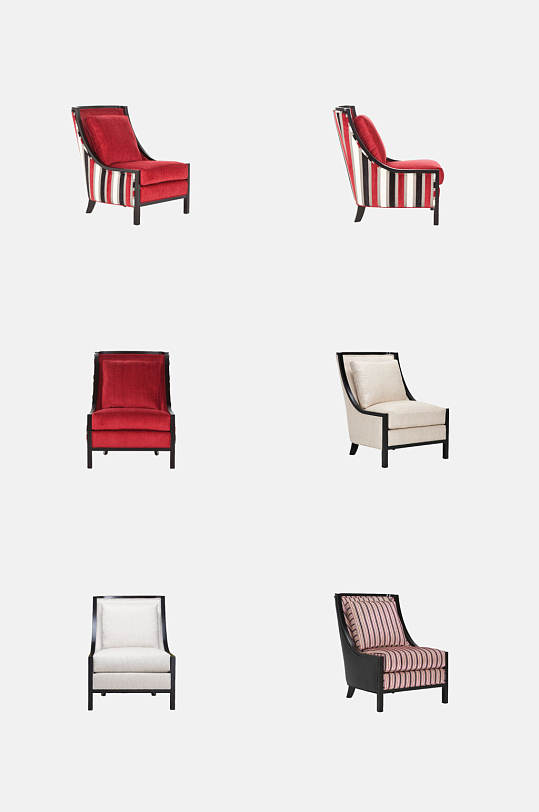 红色白色条纹沙发免抠元素