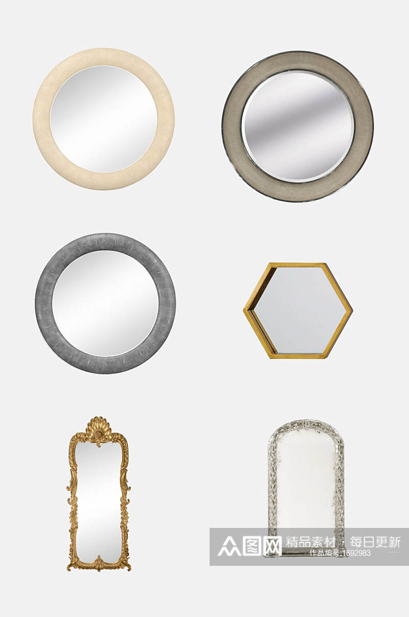 圆形镜子免抠元素素材素材