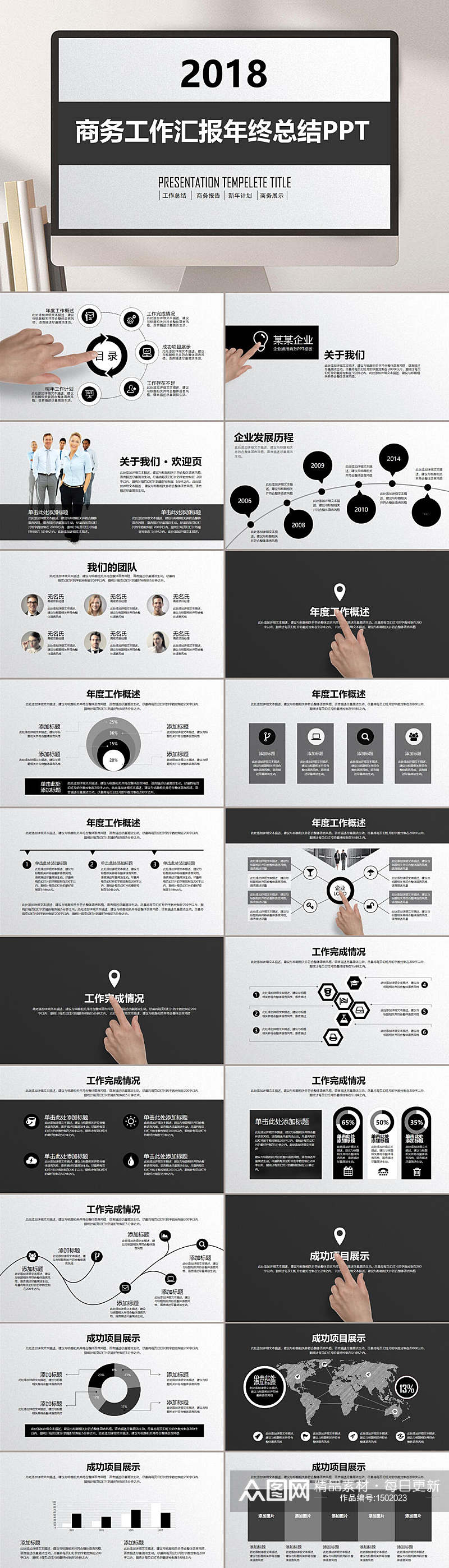 商务工作汇报年终总结PPT素材