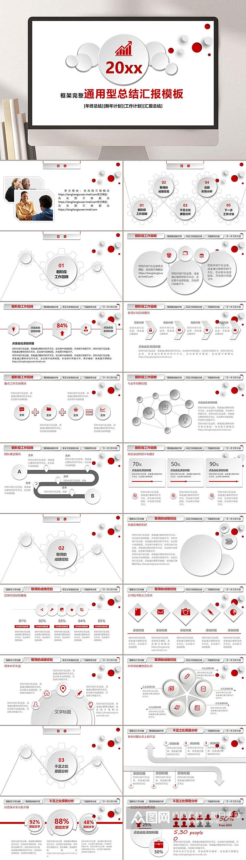 通用型总结汇报模板企业年度总结PPT素材