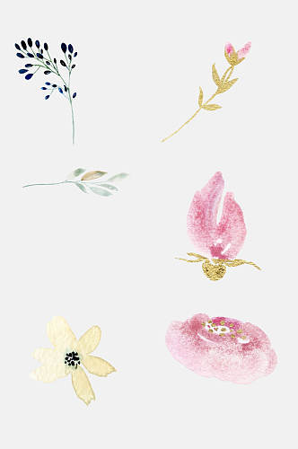 水彩花卉植物印花设计元素