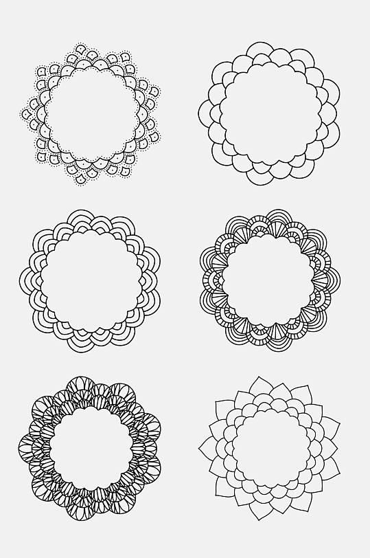 黑白时尚免扣圆形花纹底纹