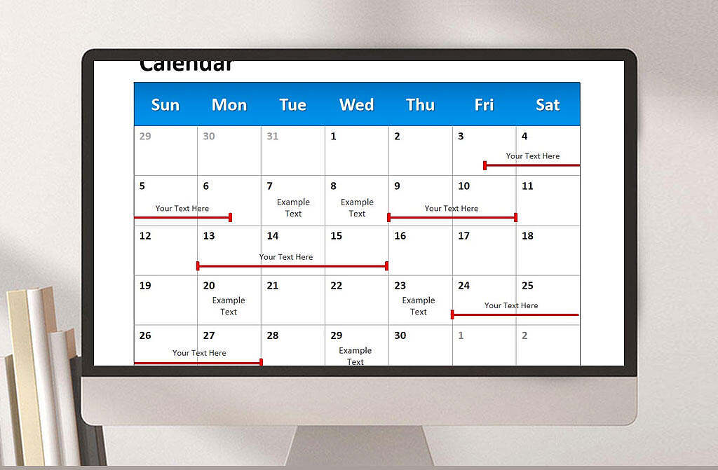 工作安排日历模板素材ppt