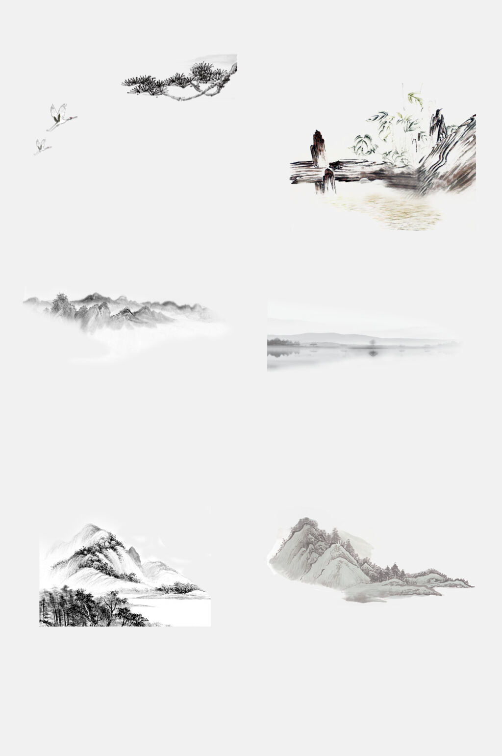 中国风水墨山水元素素材