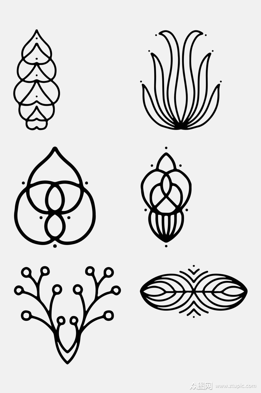 简约黑白线稿元素