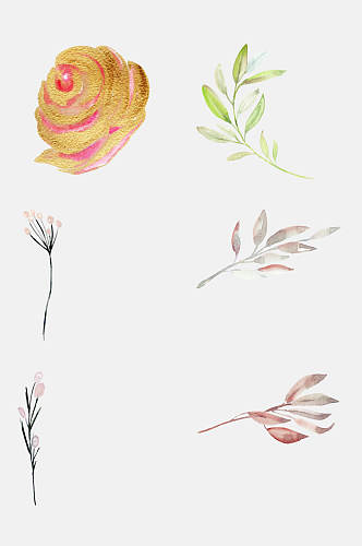 手绘花纹水彩花卉植物元素