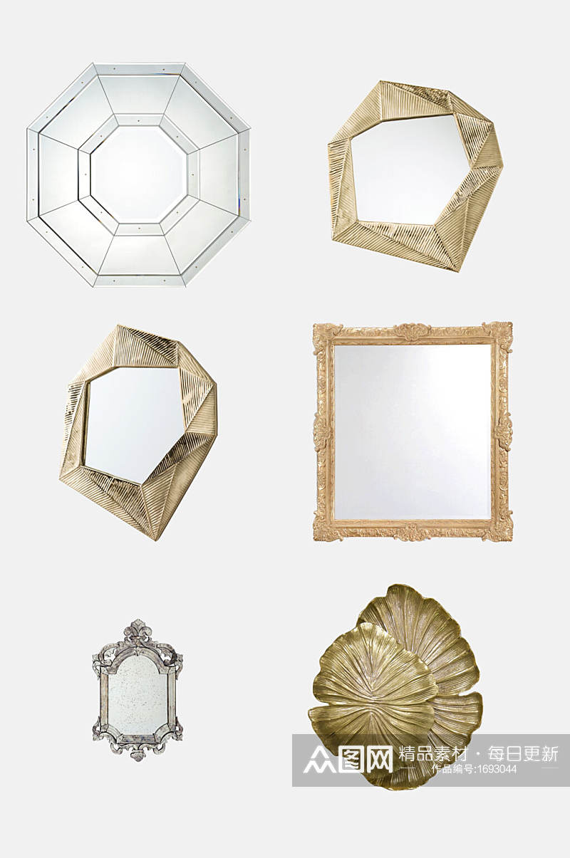 圆形古典镜子免抠元素素材素材