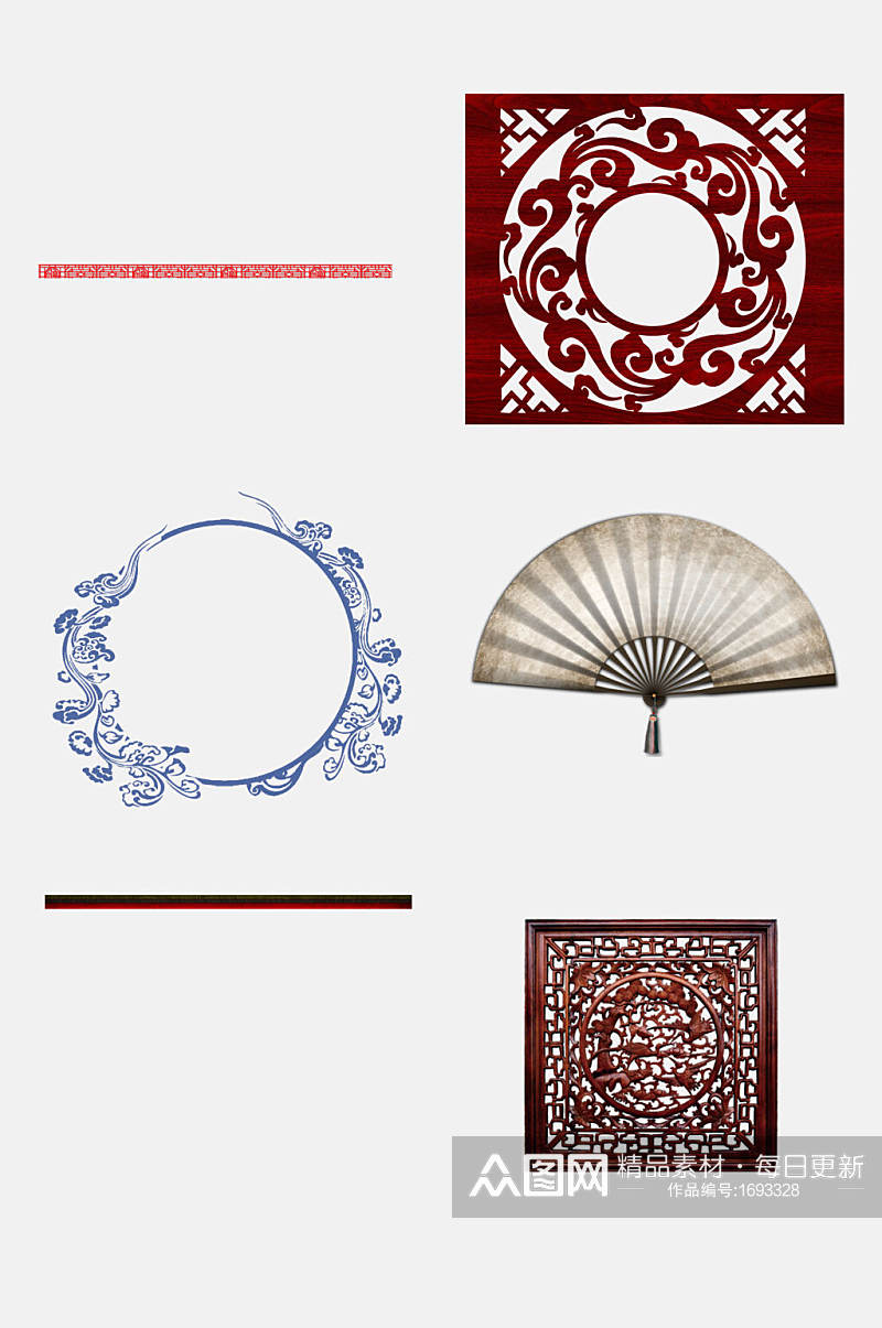 简约红色中式中国风边框元素素材素材