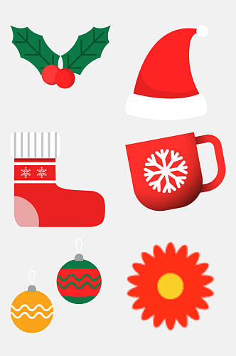 圣诞节元素彩色圣诞节袜子礼物卡通元素