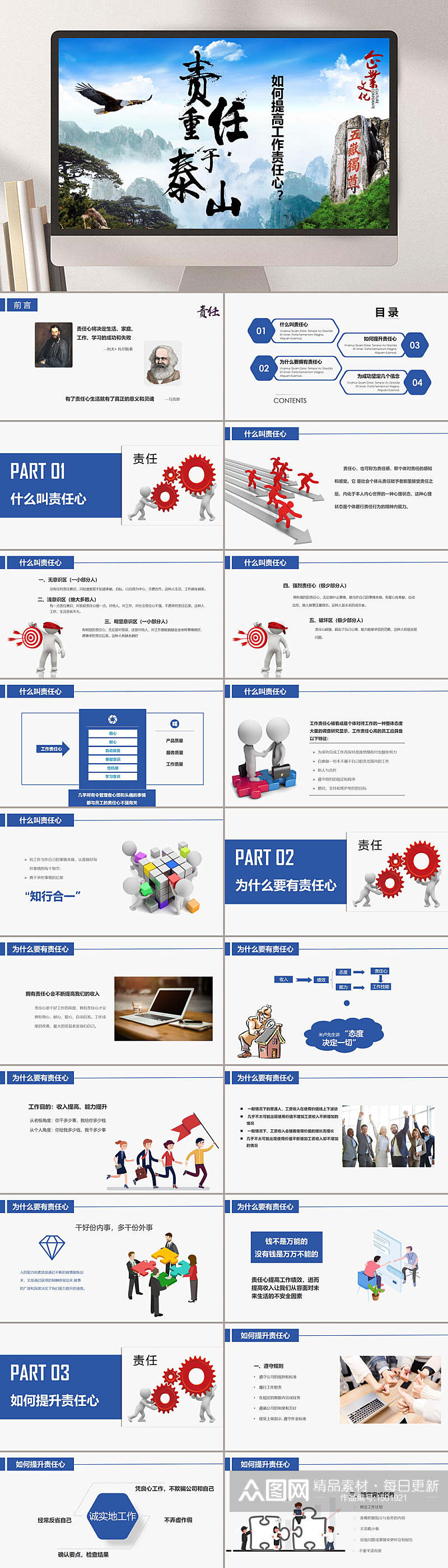 如何提高工作责任心主题PPT素材