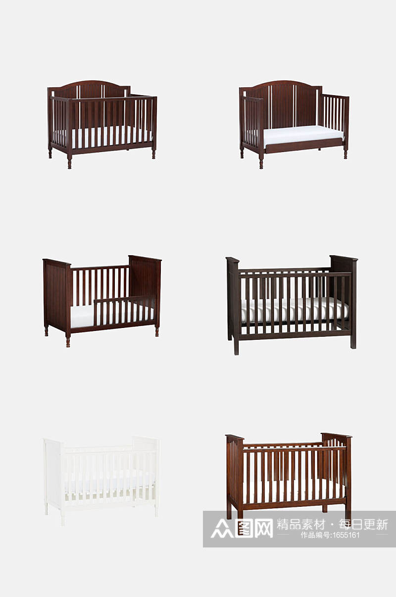 檀木婴儿床床类家具免抠元素素材