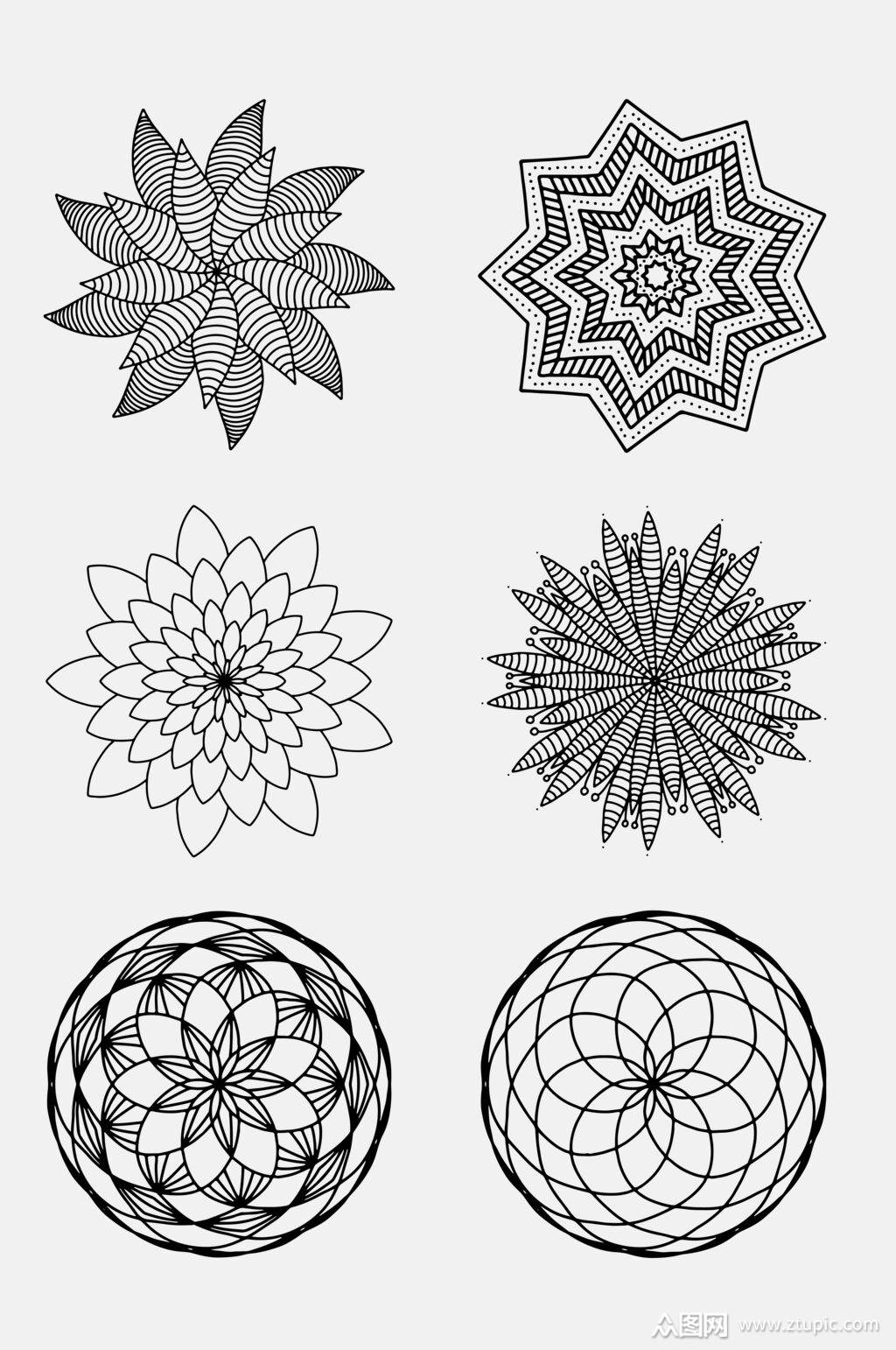 时尚黑白花纹设计元素