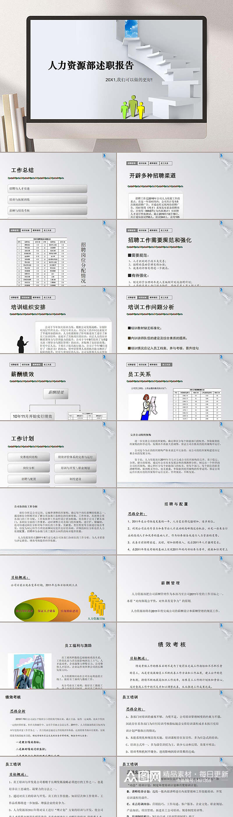 人力资源工作总结冷色调主题通用PPT素材