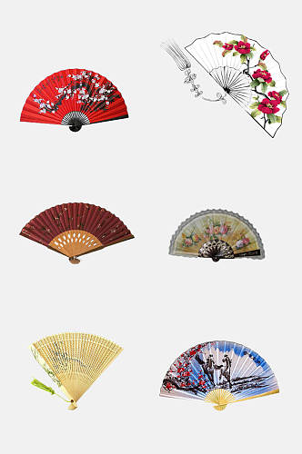 中式禅文化古风手绘折扇免扣元素