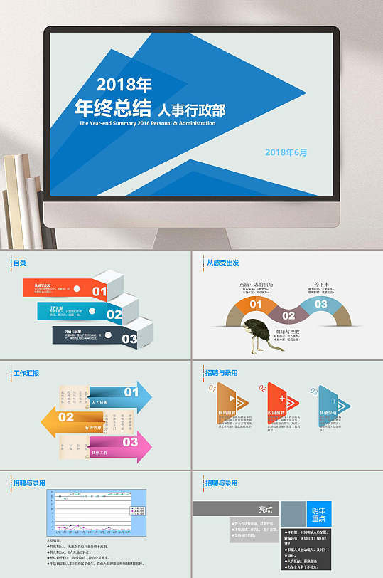 扁平化年终总结人事行政工作汇报ppt