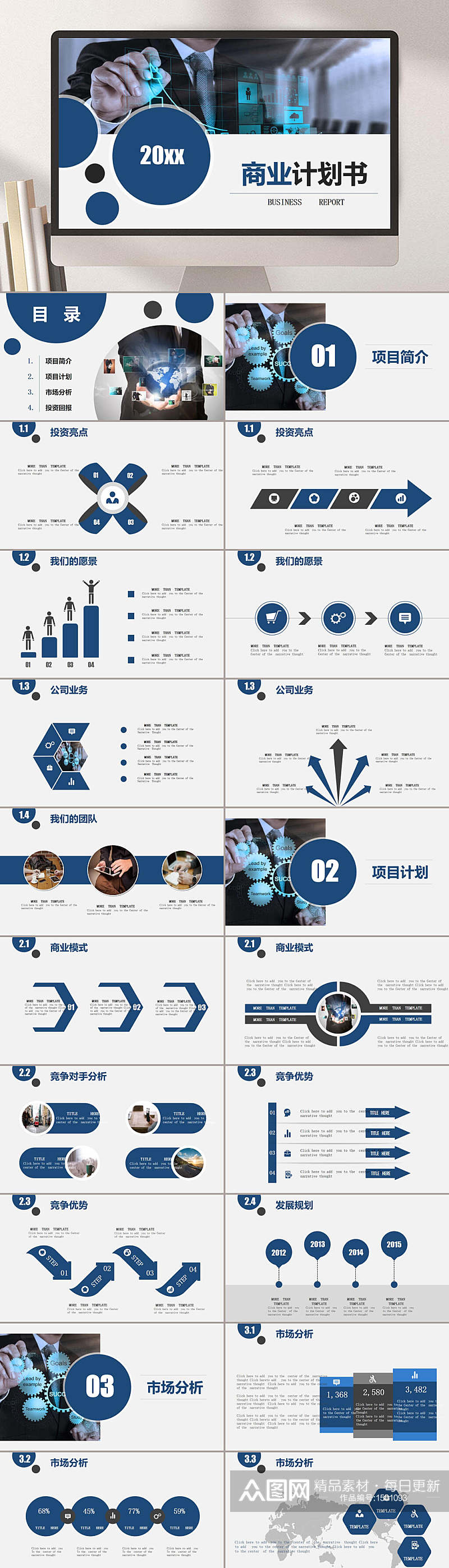 商业项目营销报告商业计划书PPT模板素材