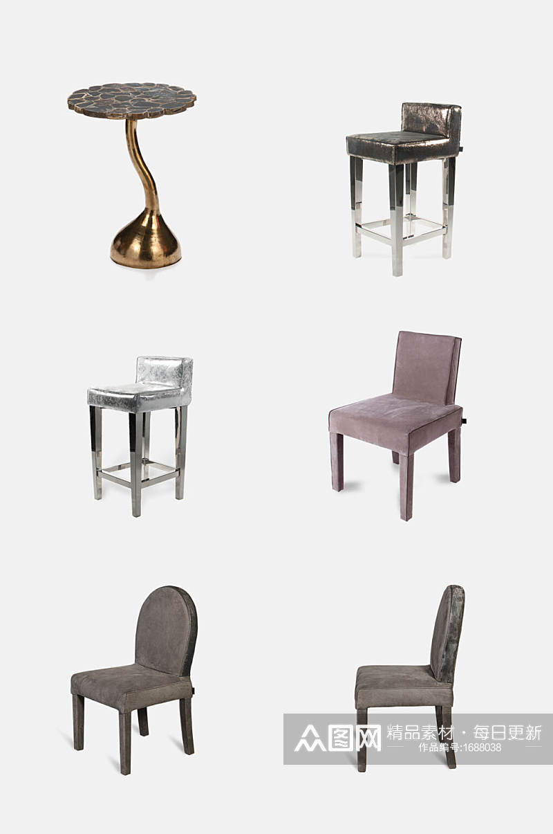 免抠元素复古后现代板凳沙发茶几元素素材素材